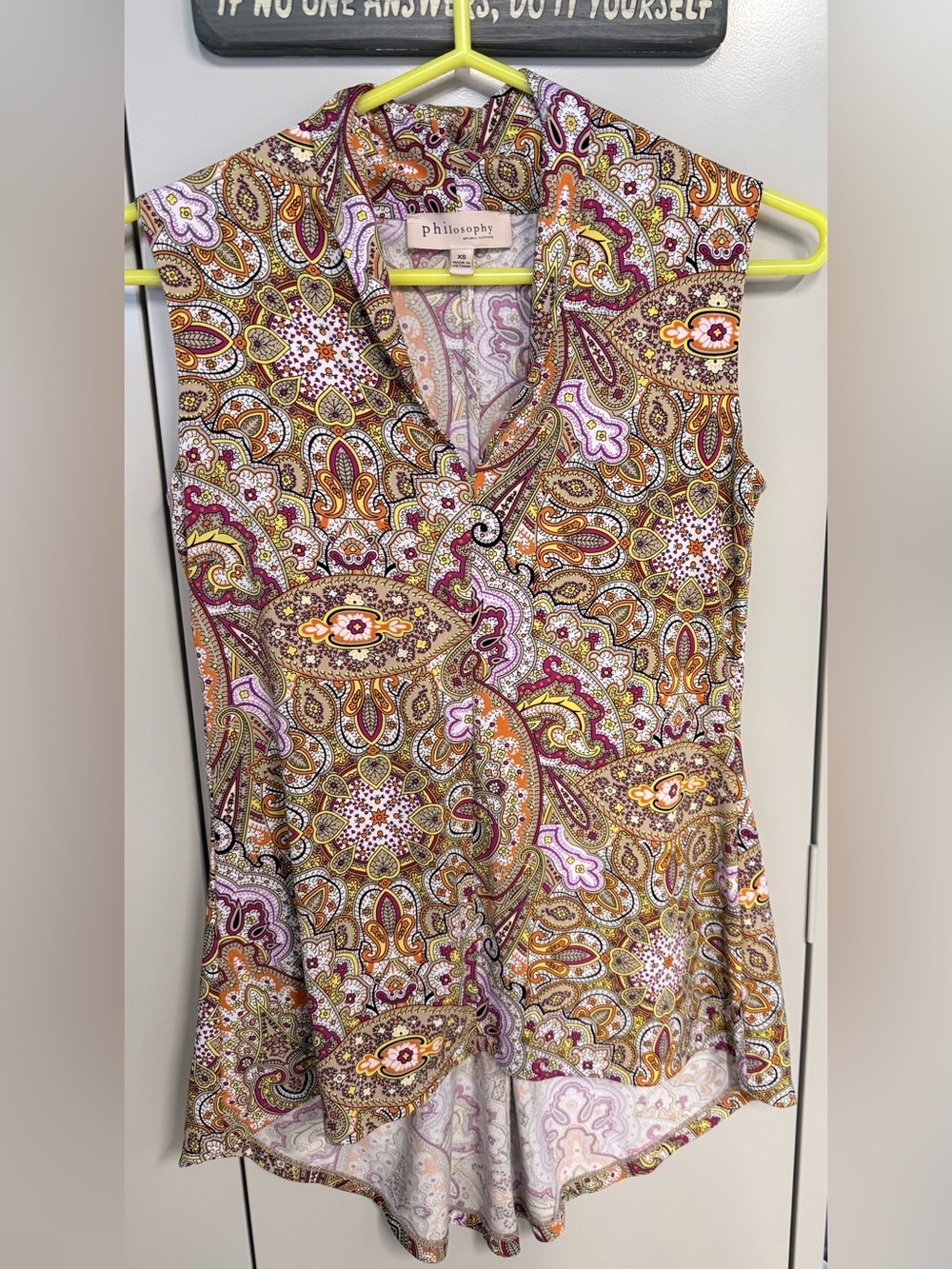 Philosophy Paisley Sleeveless Tunic in Mustard, Pink & Cream